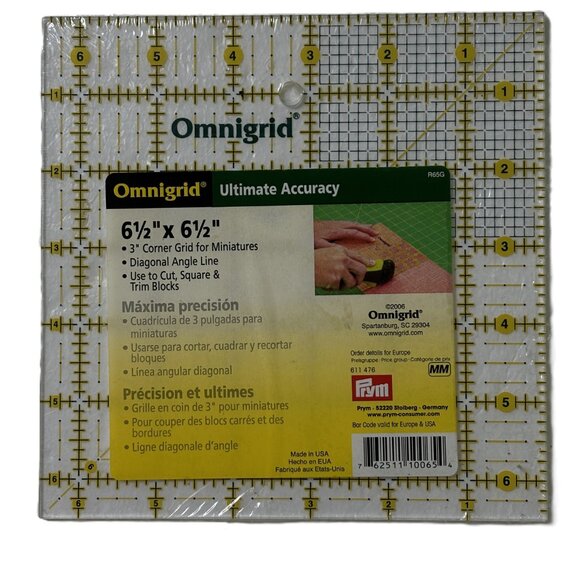 Prym Omnigrid 6.5 x 6.5” Clear Acrylic ruler NWT NOS - Picture 2 of 5